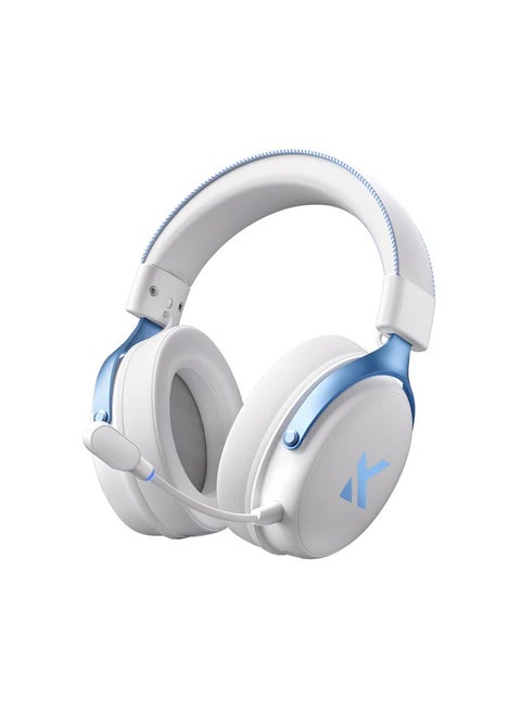 V9 Pro Wireless Gaming Headset with Mic,2.4G/BT Wireless & Wired Gaing Headphone,53mm Drivers, 7.1 Surround Sound,15ms Ultra-Low Latency, Detachable AI Noise-Canceling Microphone,Type-C Charging,White/Blue