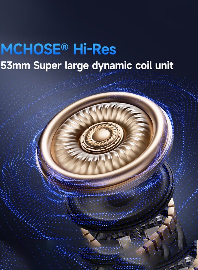 MCHOSE V9 Pro Wireless Gaming Headset with Mic,2.4G/BT Wireless & Wired Gaing Headphone,53mm Drivers, 7.1 Surround Sound,15ms Ultra-Low Latency, Detachable AI Noise-Canceling Microphone,Type-C Charging,White/Blue - Image 3