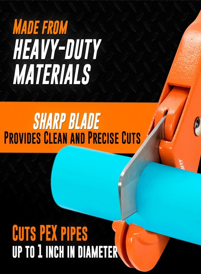 AMERICAN MUTT TOOLS أداة قطع أنابيب PEX الاحترافية من Mutt Tools - قاطع أنابيب ومواسير شديد التحمل بمقاس من 1/8 بوصة إلى 1 بوصة للسباكة - يقطع أنابيب PEX وPVC وCPVC والأنابيب البلاستيكية والخراطيم المطاطية - مجموعة أدوات السباكة الدقيقة الأساسية - Image 2