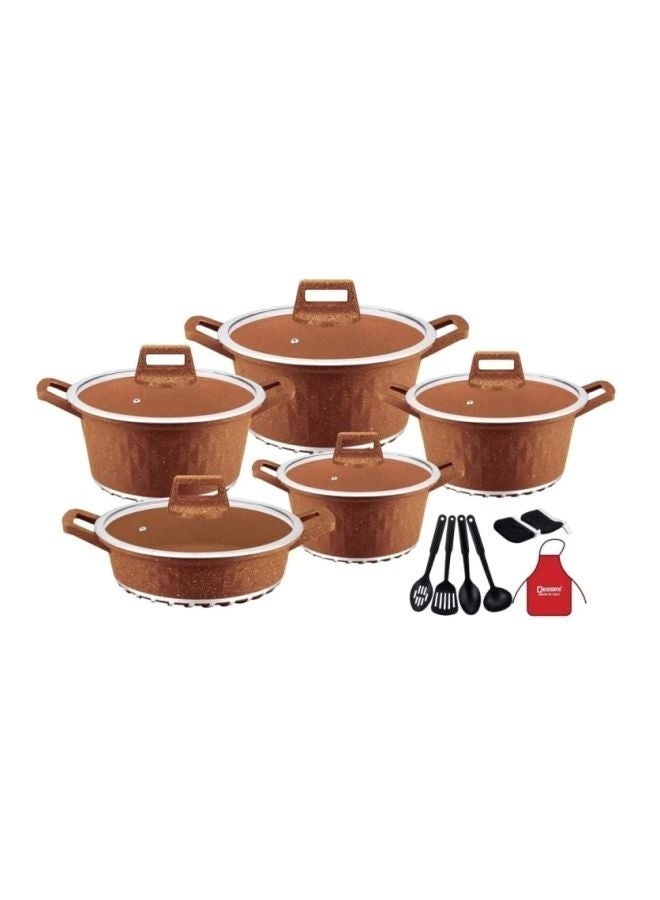DESSINI DESSINI 17- Piece Granite Cookware Set Brown