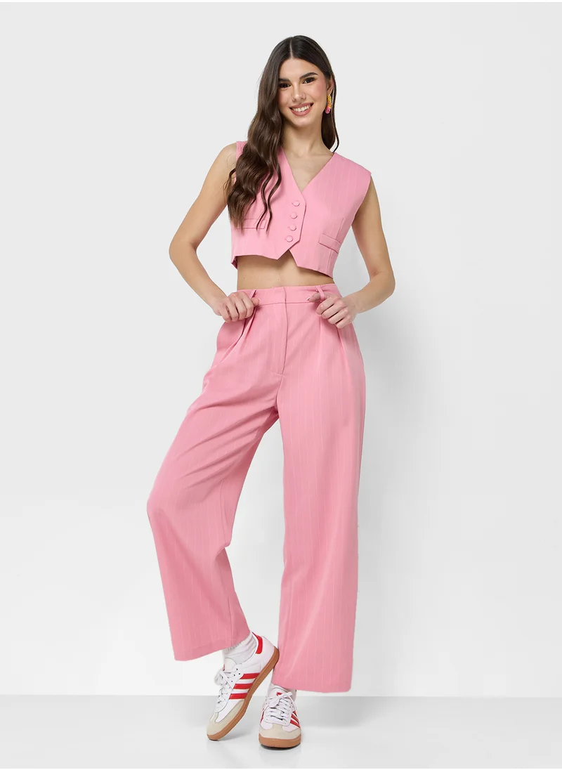 جينجر Button Down Waistcoat & Relaxed Fit Pant Coord Set