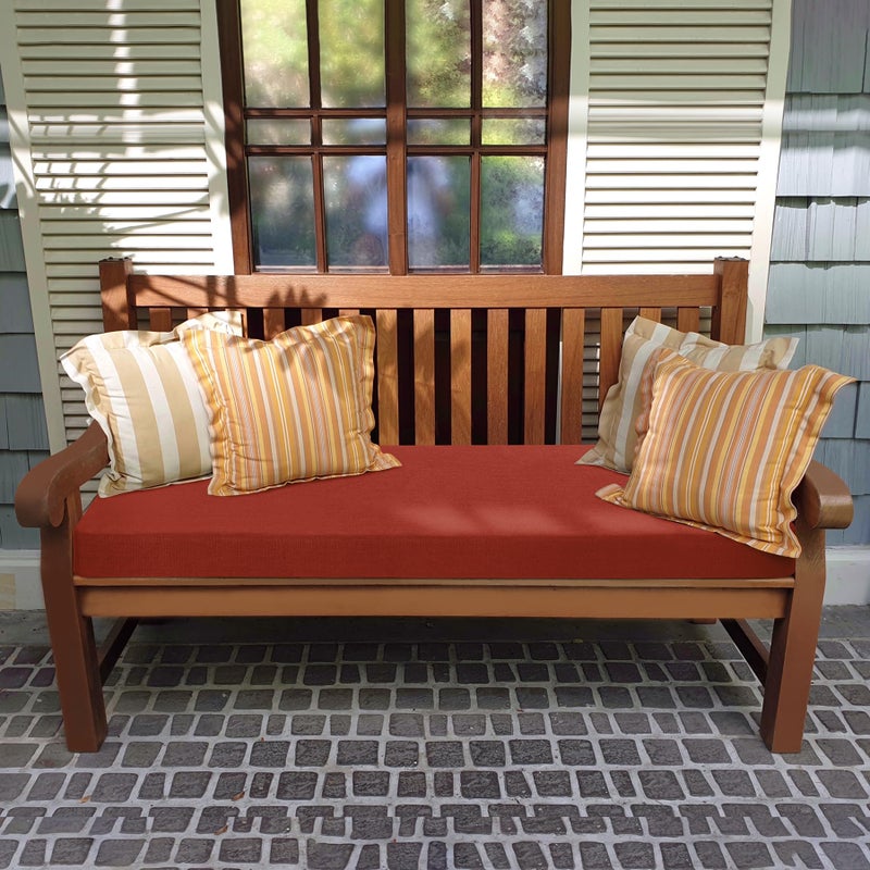 Favoyard Outdoor Bench Cushion 48 x 16 Inch Rainproof Patio Furniture Cushions 3-Year Color Fastness Garden Settee Porch Pads with Ties, Red - Image 3