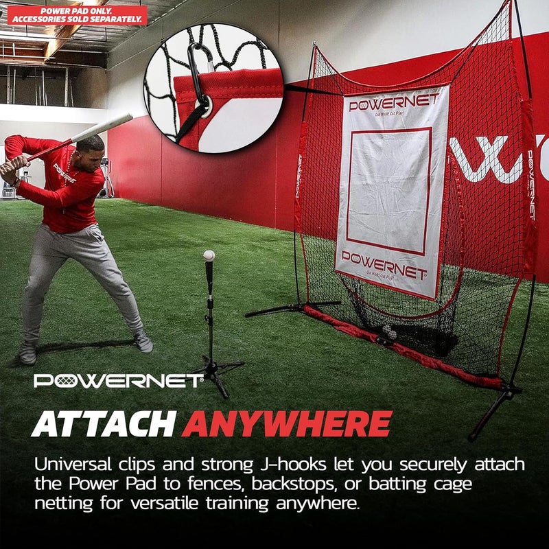 PowerNet Power Pad Canvas Baseball & Softball Batting Pitching Backstop, Adjustable Height 46" x 59" Protection Area with Red Strike Zone, Perfect for Batting Cage or on Hitting Net - Image 5