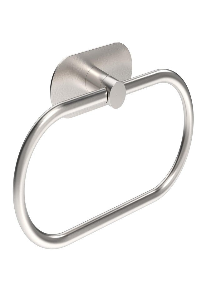 WZRUA Adhesive Towel Holder for Bathroom Brushed Nickel No Drill Hand Towel Ring Stainless Steel and Zinc Alloy Self Adhesive Towel Hanger for Bath, Kitchen - Image 1