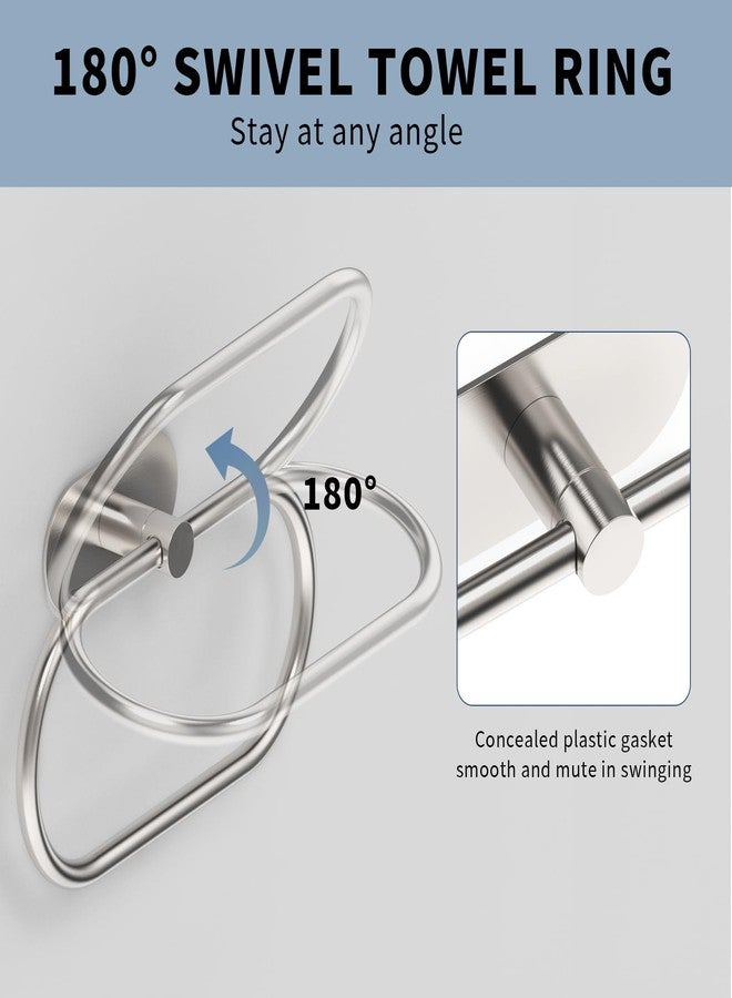 WZRUA Adhesive Towel Holder for Bathroom Brushed Nickel No Drill Hand Towel Ring Stainless Steel and Zinc Alloy Self Adhesive Towel Hanger for Bath, Kitchen - Image 4