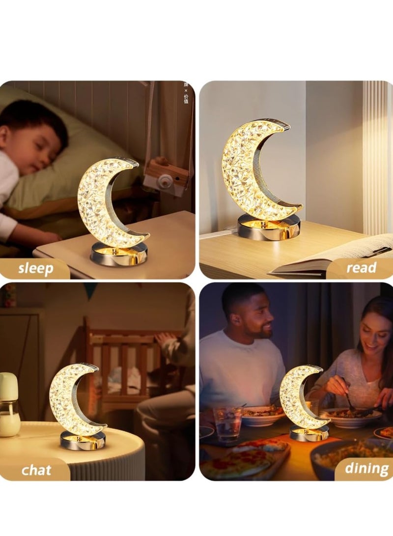 Moon  LED Cordless Table Lamp, 3 Colors Stepless Dimmable Table Lamp, Touch Control Moon Light, USB Rechargeable Beside Lamp, Cute Night Light for Bedroom Living Room Home Decor (Moon) - Image 4