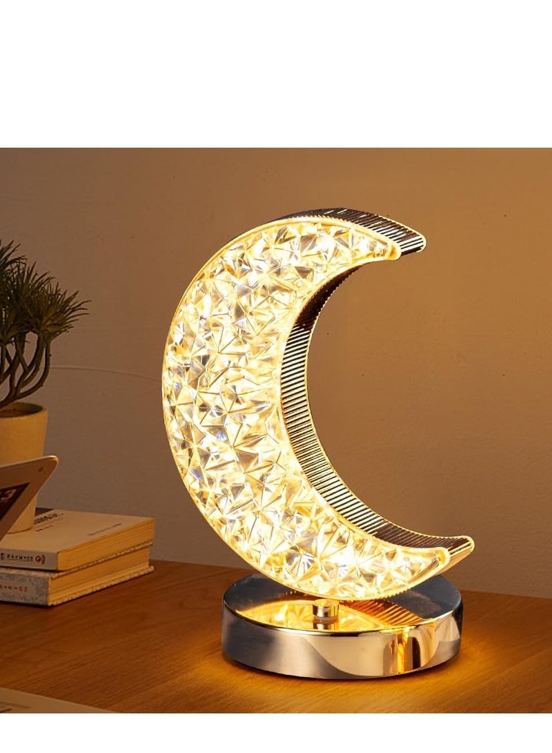 Moon  LED Cordless Table Lamp, 3 Colors Stepless Dimmable Table Lamp, Touch Control Moon Light, USB Rechargeable Beside Lamp, Cute Night Light for Bedroom Living Room Home Decor (Moon) - Image 3