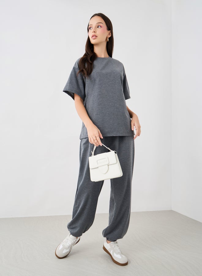 Take Two Slogan Print Round Neck T-Shirt and Joggers Co-Ords  - Image 2