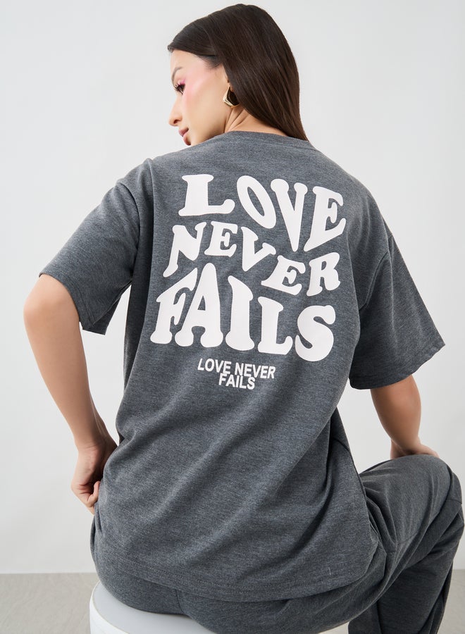 Take Two Slogan Print Round Neck T-Shirt and Joggers Co-Ords  - Image 1