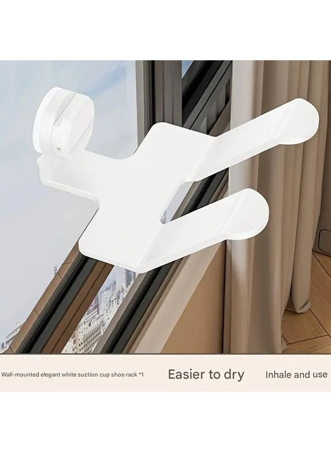 Elegant White Suction Cup Shoe Drying Rack Wall Mounted Organizer For Indoor Outdoor - Image 1