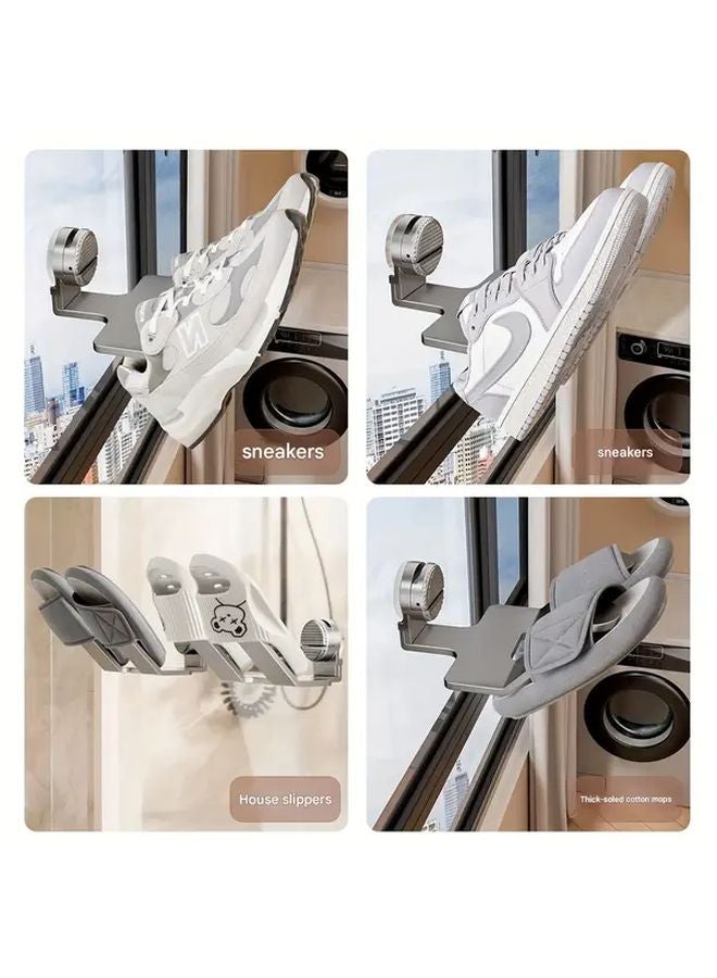 Elegant White Suction Cup Shoe Drying Rack Wall Mounted Organizer For Indoor Outdoor - Image 3