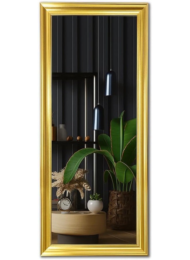 Full Length Floor Mirror 174 × 74 cm, Large Rectangle Dressing Mirror, Standing, Wall-Mounted or Leaning Mirror, Premium Golden PVC Frame for Bedroom & Living Room - Image 3
