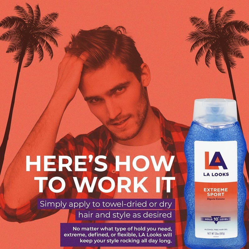 L.A. Looks Extreme Sport Alcohol-Free Hair Gel - Level 10 Hold, 20 oz - Image 5