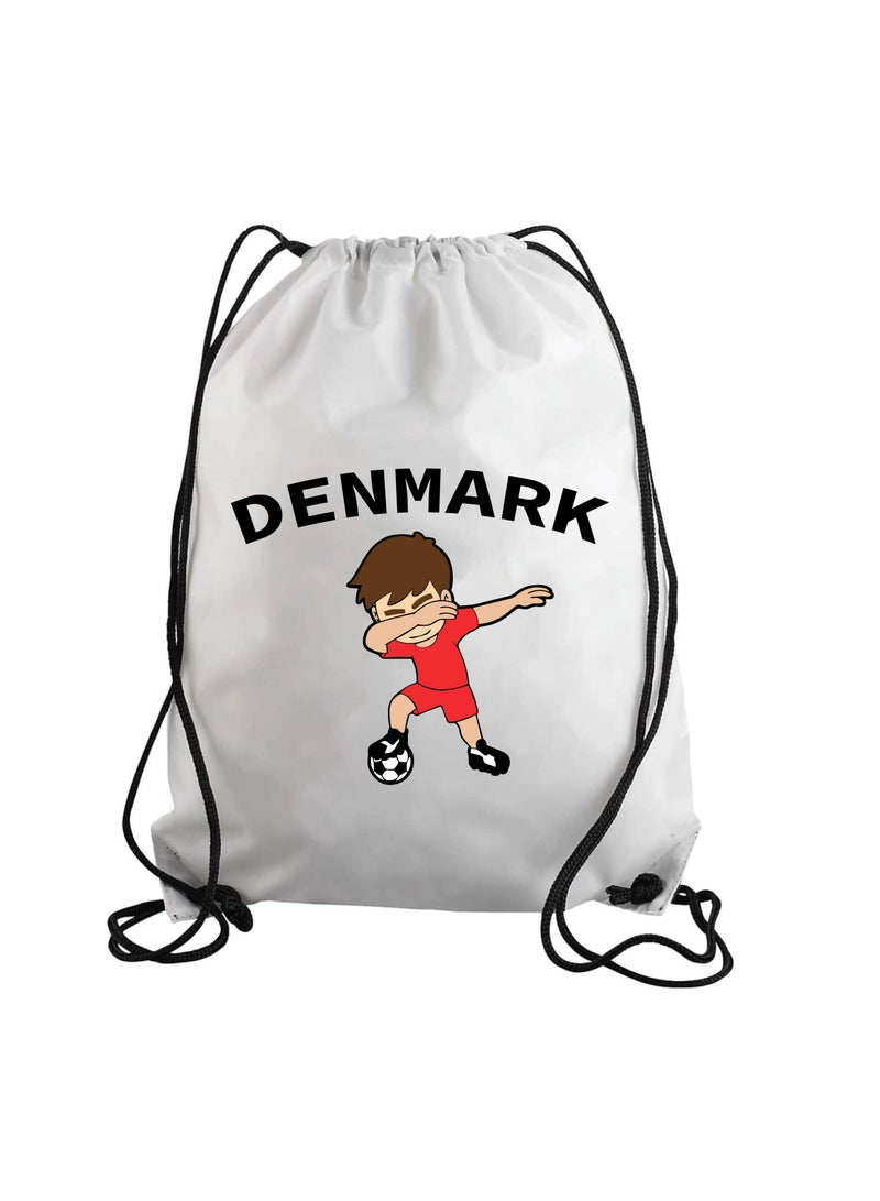 Denmark Soccer Drawstring Bag or Backpack Suitable for Adults and Kids and Sports Fans (Design 2)