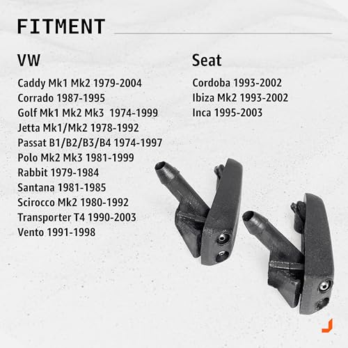 Click&Fit ClickFit Windshield Washer Nozzles compatible with VW Golf Jetta Passat Rabbit 19741999 Transporter T4 19902003 Scirocco Corrado Caddy Polo Wiper water sprayers jets replace 191955985A 2pack - Image 3