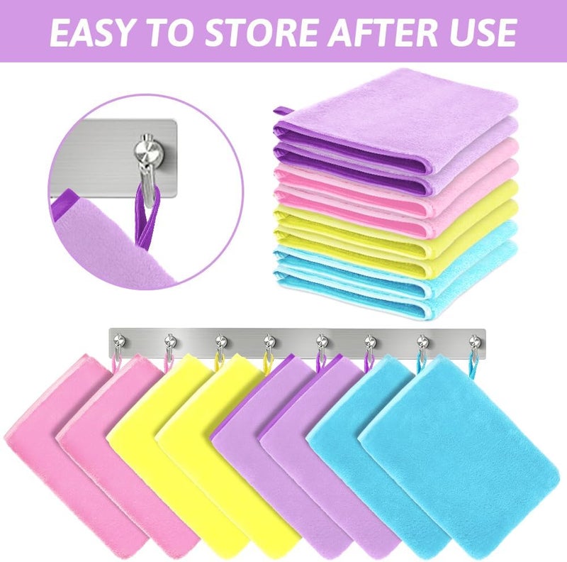 HOTUT 8 Pack Microfiber Body Wash Mitts, 15x20 cm Flannels Soft Shower Face Mitts, Face Cleansing Mitts, Soft Face Mitten, Bath SPA Cloth, Reusable Makeup Remover Mitt Gloves (4 Colors) Good ventilation - Image 5