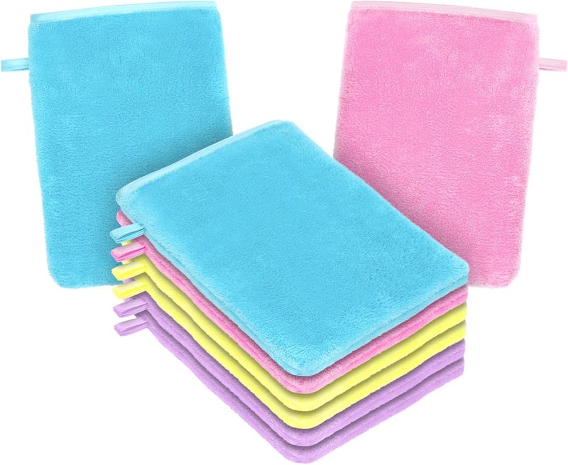 HOTUT 8 Pack Microfiber Body Wash Mitts, 15x20 cm Flannels Soft Shower Face Mitts, Face Cleansing Mitts, Soft Face Mitten, Bath SPA Cloth, Reusable Makeup Remover Mitt Gloves (4 Colors) Good ventilation - Image 1