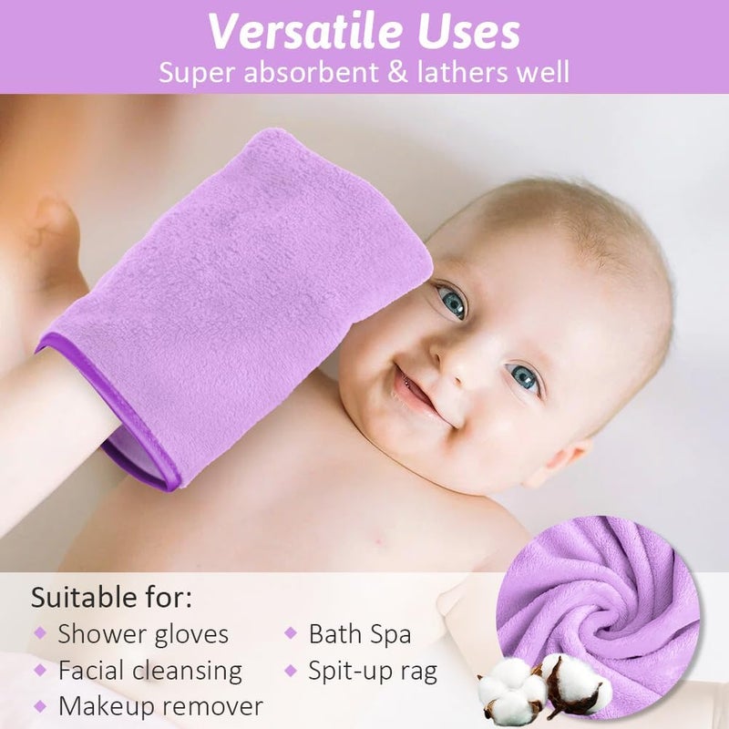 HOTUT 8 Pack Microfiber Body Wash Mitts, 15x20 cm Flannels Soft Shower Face Mitts, Face Cleansing Mitts, Soft Face Mitten, Bath SPA Cloth, Reusable Makeup Remover Mitt Gloves (4 Colors) Good ventilation - Image 3