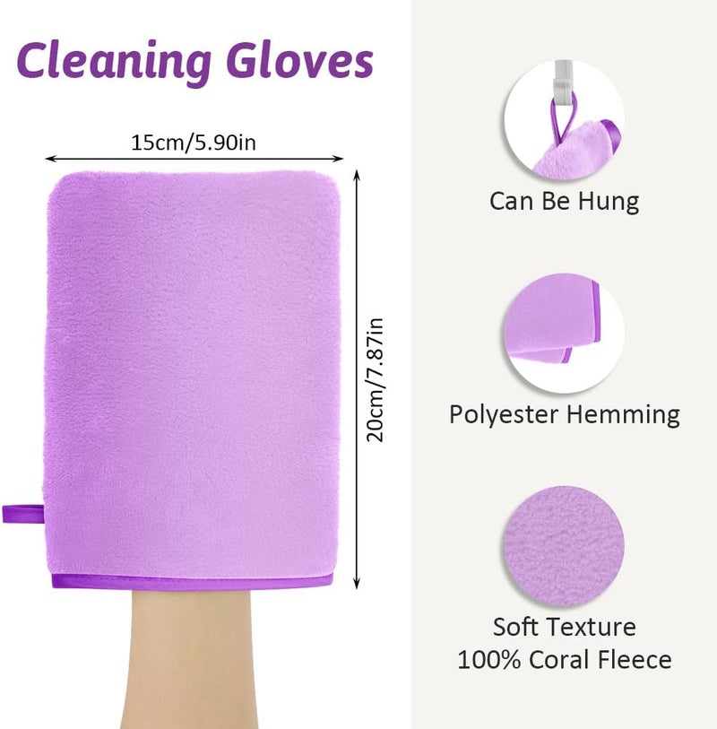 HOTUT 8 Pack Microfiber Body Wash Mitts, 15x20 cm Flannels Soft Shower Face Mitts, Face Cleansing Mitts, Soft Face Mitten, Bath SPA Cloth, Reusable Makeup Remover Mitt Gloves (4 Colors) Good ventilation - Image 2