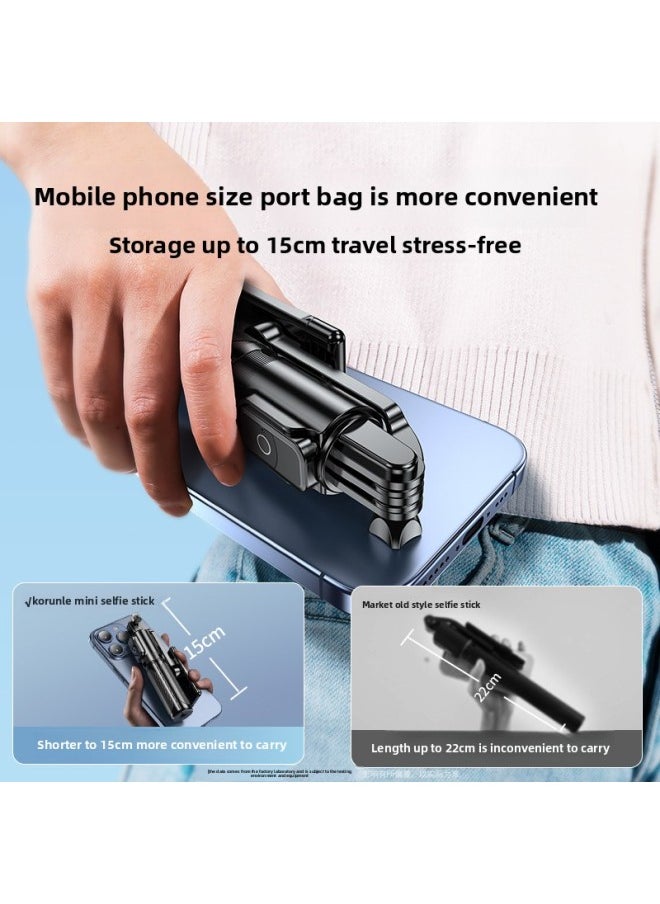Generic - Portable Mini Selfie Stick Bluetooth Floor Tripod Mobile Phone Photo Artifact Live Multifunctional Handheld Stand-Color:0.8 Meter Pink [mini Light] Ultra-small Storage 15cm ☆ Bluetooth Remote Control ☆ Integrated Tripod - Image 1