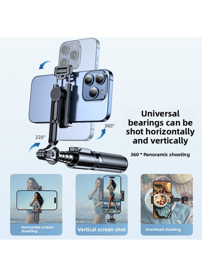Generic - Portable Mini Selfie Stick Bluetooth Floor Tripod Mobile Phone Photo Artifact Live Multifunctional Handheld Stand-Color:0.8 Meter Pink [mini Light] Ultra-small Storage 15cm ☆ Bluetooth Remote Control ☆ Integrated Tripod - Image 1