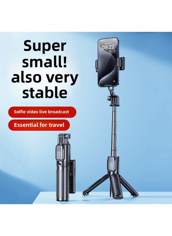 Generic - Portable Mini Selfie Stick Bluetooth Floor Tripod Mobile Phone Photo Artifact Live Multifunctional Handheld Stand-Color:0.8 Meter Pink [mini Light] Ultra-small Storage 15cm ☆ Bluetooth Remote Control ☆ Integrated Tripod - Image 1