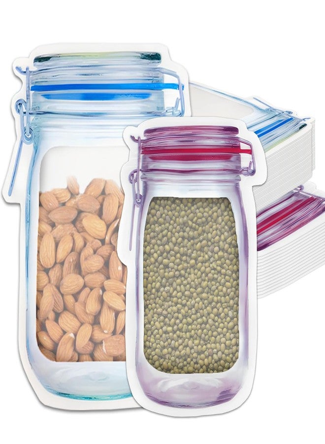 SKY FLEXI PACK Mason Jar Ziplock Bags, 30 Pcs Set (15 Pcs Each of 13.5x19.5cm & 15x25cm), Bottle Shaped Airtight Pouches for Fridge, Freezer, Kitchen & Travel Storage, Reusable & Leakproof - Image 1