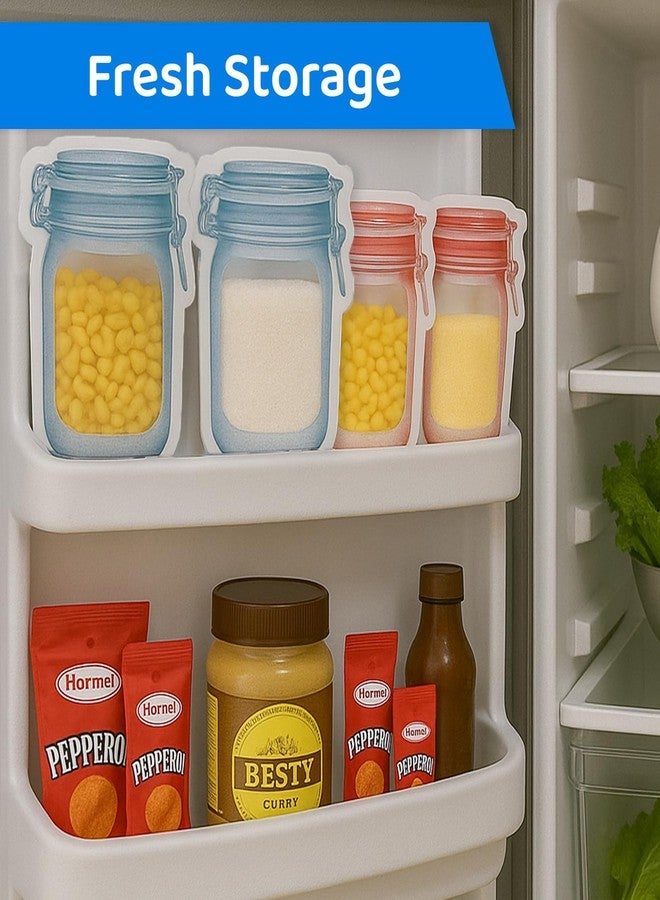 SKY FLEXI PACK Mason Jar Ziplock Bags, 30 Pcs Set (15 Pcs Each of 13.5x19.5cm & 15x25cm), Bottle Shaped Airtight Pouches for Fridge, Freezer, Kitchen & Travel Storage, Reusable & Leakproof - Image 5