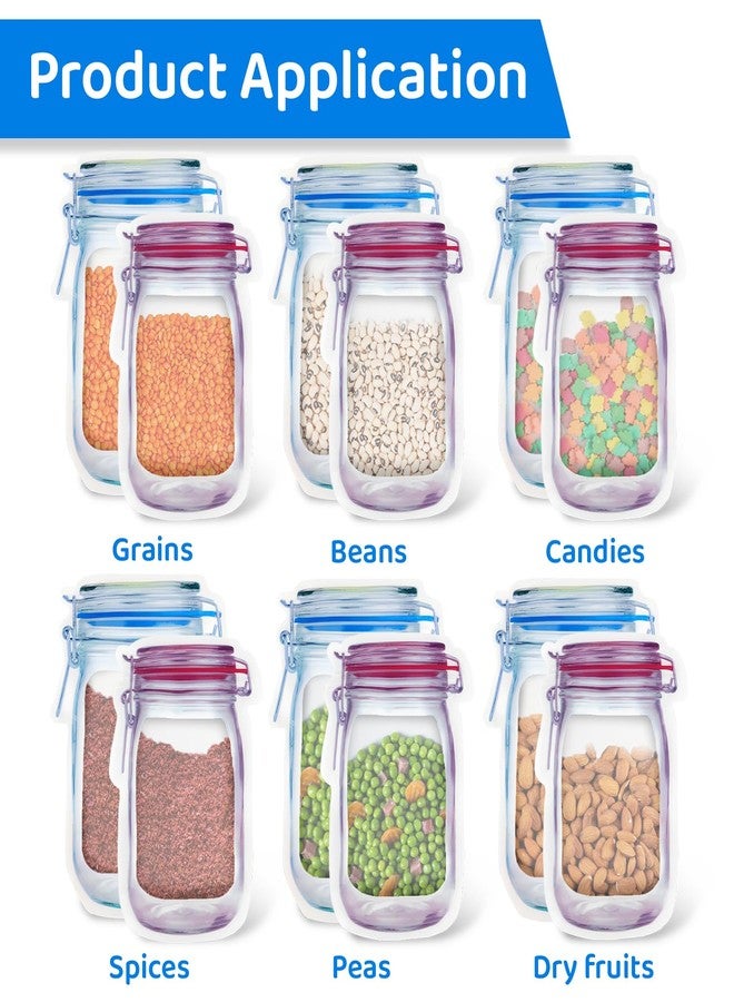 SKY FLEXI PACK Mason Jar Ziplock Bags, 30 Pcs Set (15 Pcs Each of 13.5x19.5cm & 15x25cm), Bottle Shaped Airtight Pouches for Fridge, Freezer, Kitchen & Travel Storage, Reusable & Leakproof - Image 4