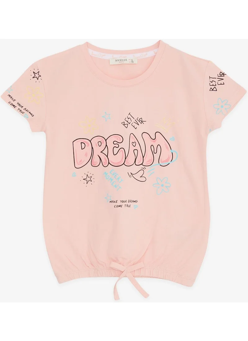 بريز Girls T-Shirt Colorful Text Printed Dream Themed 5-10 Years Old, Salmon