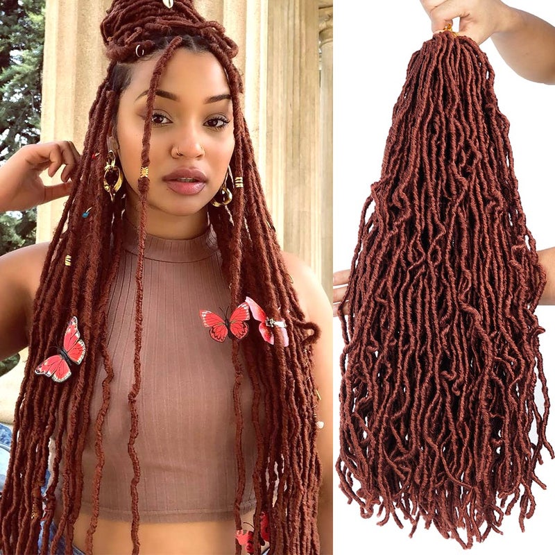 Youngther 6 Packs Blue Faux Locs Crochet hair 24 inch Whole Strand No Extended New Blue Soft Locs Crochet Hair Pre Looped Goddess Synthetic Crochet Braiding Hair Extensions 24 inch Pack of 6 350