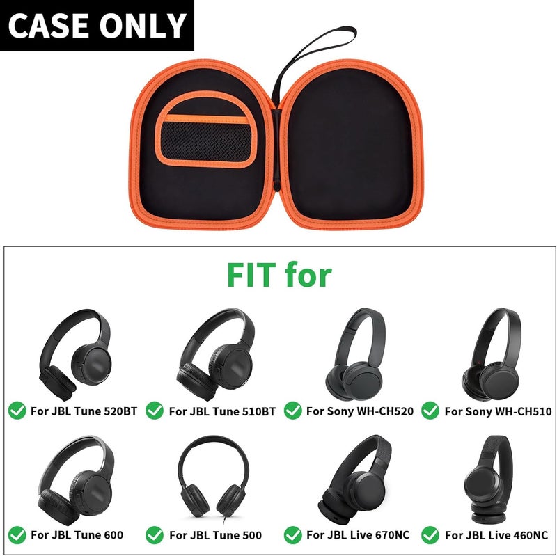 بوبول حقيبة سماعات رأس متوافقة مع JBL Tune 510BT/520BT/500BT/660NC/ لـ JBL Live 460NC /670NC اللاسلكية فوق الأذن، حقيبة تخزين واقية لسماعات البلوتوث مع كابل الشحن - أسود - Image 2