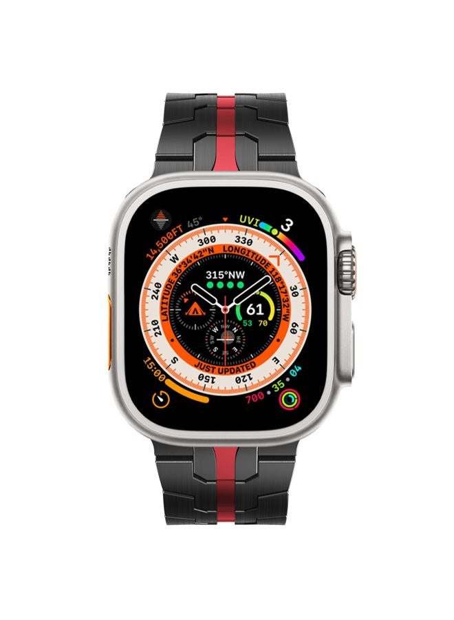 NewWays Metal Band Compatible with Apple Watch Band Ultra 2 49mm Series 10 46mm Series 9 Series 8 Series 7 45mm 44mm SE 6 5 4 3 42mm iWatch Stainless Steel Link Bands, Black/Red - Image 3