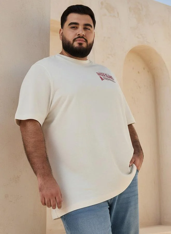 ماكسيم Men Regular Fit Crew Neck Short Sleeves Rhode Island Print T shirt