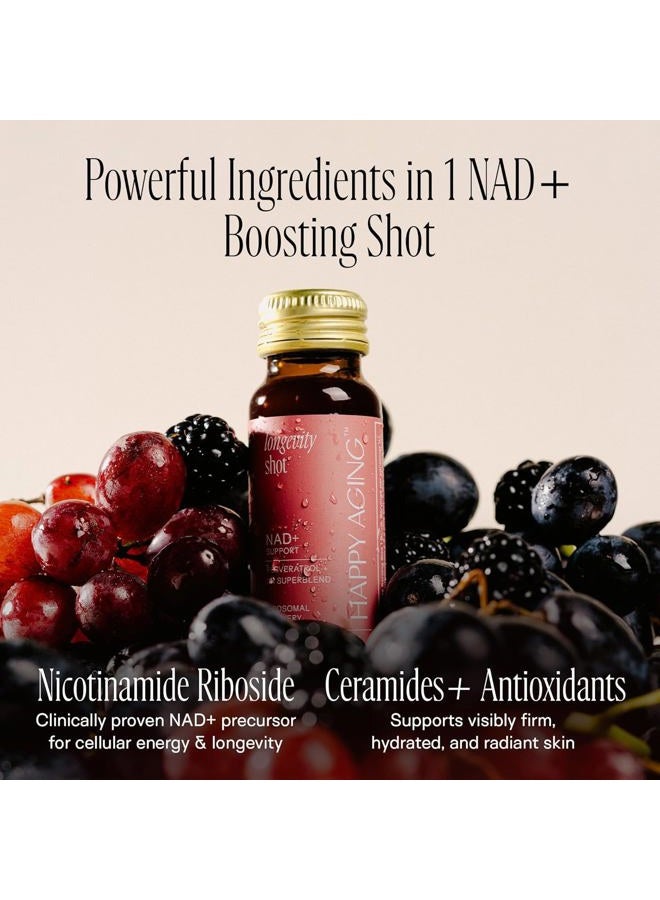 Happy Aging Liposomal Liquid Shots with NAD+ | Alternative to NMN | Nicotinamide Riboside and Resveratrol | Antioxidant for Energy, Brain Health and Firm Skin | 10x Absorption | Box of 10 Shots of 50ml - Image 4