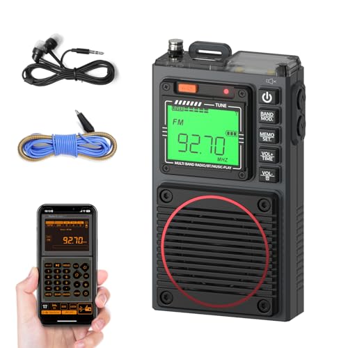 Raddy RF75A APP Control Shortwave Radio, Portable AM/FM/VHF/SW/WB Weather Radio, Pocket Radio Rechargeable w/ 9.85 Ft Wire Antenna - Image 1