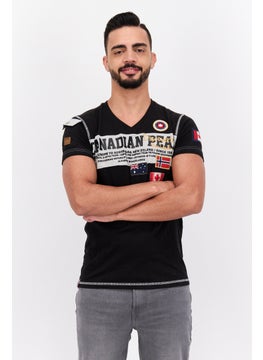 Canadian Peak Men Crew Neck Short Sleeves Graphic Print T-Shirt, Black Combo  - Image 1
