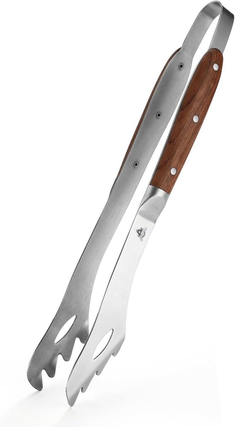 · GRILLGEN · Heavy Duty Rosewood Handle BBQ Grill Tongs, 16.73" Long Premium BBQ Grill Tongs for Outdoor Grilling, Essential Accessory for Barbecue & Grill, Best Grilling Gift - Image 1