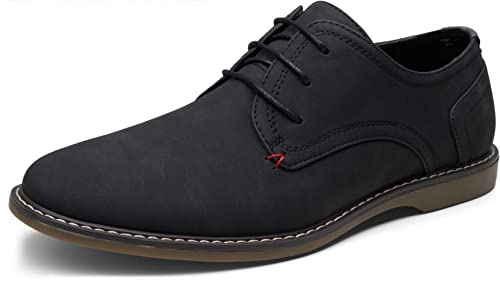 Jousen Men's Oxford Suede Business Casual Dress Shoes Plain Toe Oxfords Classic Formal Derby Shoes (AMY615 Black 12) - Image 1