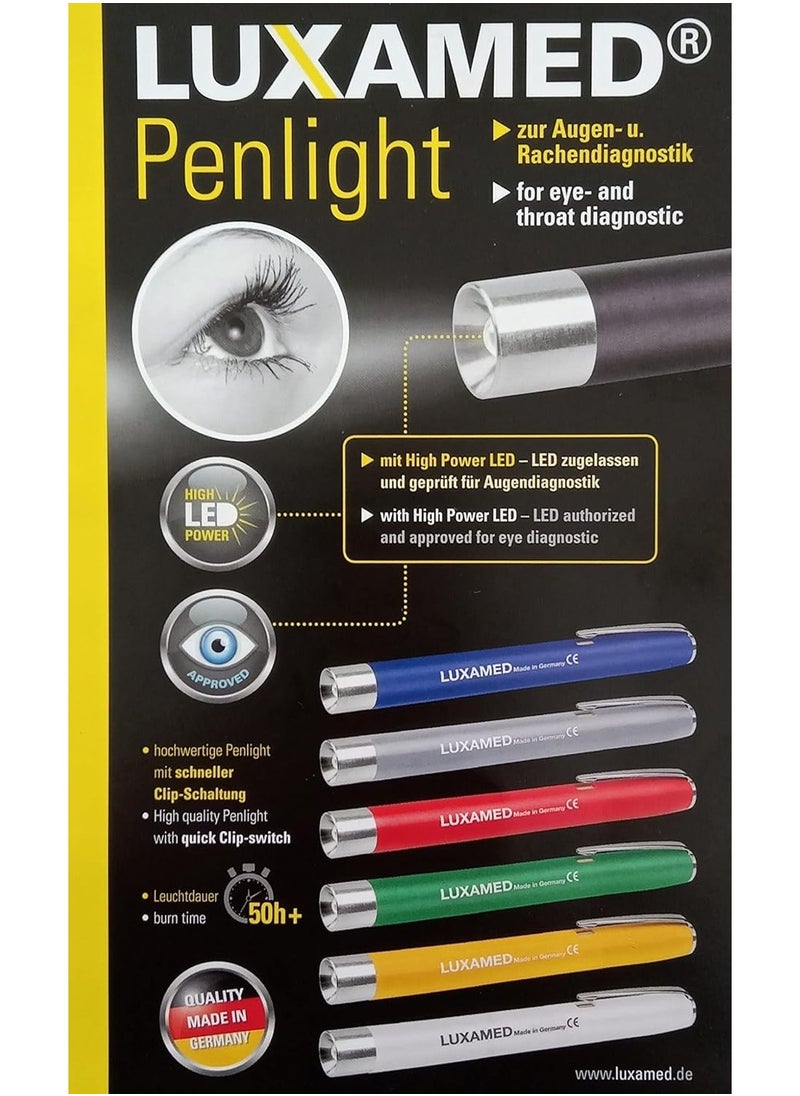 LUXAMED Examination Penlight with Standard Bulb - Medical Grade Diagnostic Pen Torch with Neutral White Light, Pocket Clip, Compact Design, Doctor Tool, Nurse Essentials (Red)  - Image 3