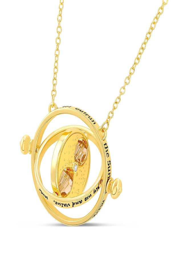Harry Potter Jewelry - Hermione Time Travel Magical Hourglass Rotating Necklace, Time Turner, Flash Plated, 22" - Image 1