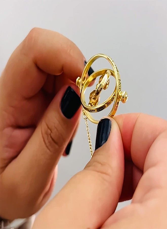 Harry Potter Jewelry - Hermione Time Travel Magical Hourglass Rotating Necklace, Time Turner, Flash Plated, 22" - Image 4