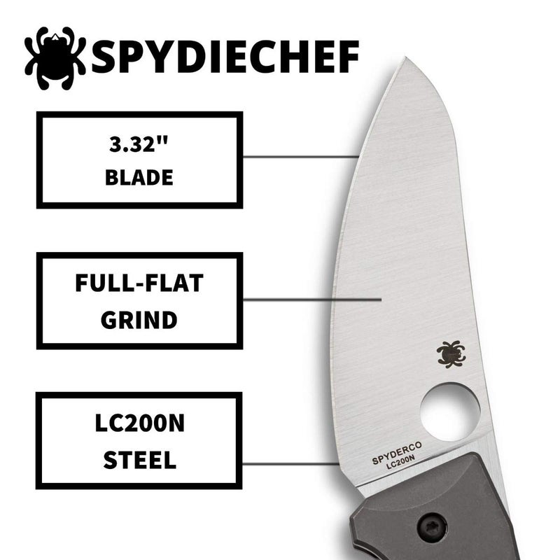 Spyderco Spydiechef Premium Chef Knife with 3.32" LC200N Ultra-Corrosion-Resistant Steel Blade and Titanium Handle - PlainEdge - C211TIP - Image 3