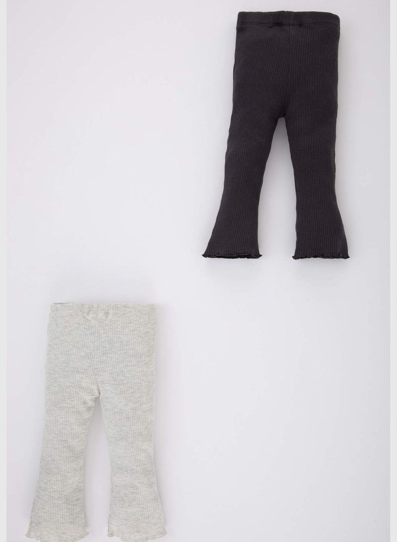 DeFacto Baby Girl 2-pack Knitted Leggings Flare Fit - Image 4