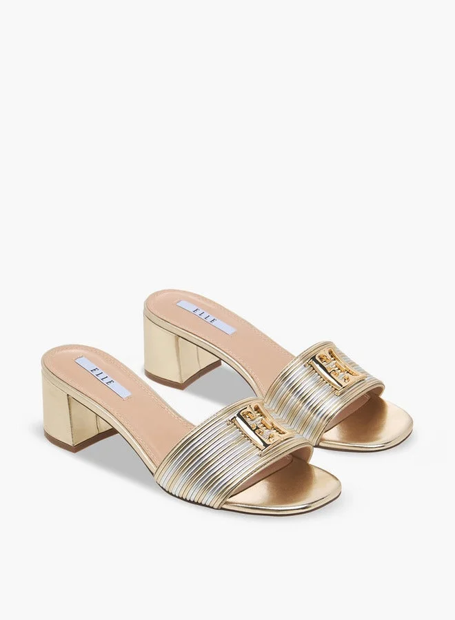 ELLE GOLD Women Metallic Block Heel Sandals Ramadan Collection for Women | Best Price UAE