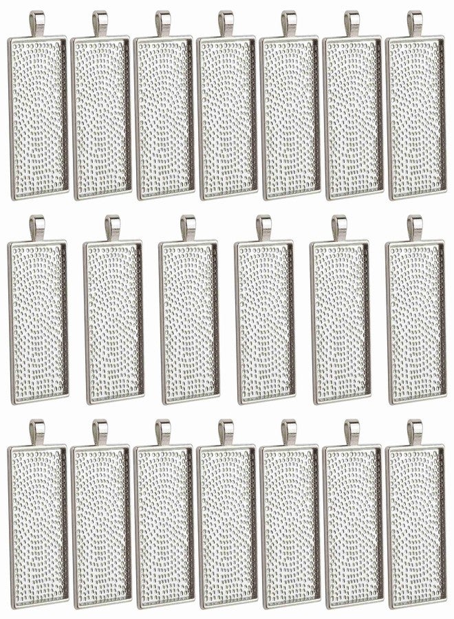 AUEAR, 20 Pack 25mm x 50mm Rectangle Charms Trays Silver Blanks Pendant for Setting Photo Jewelry Making - Image 1