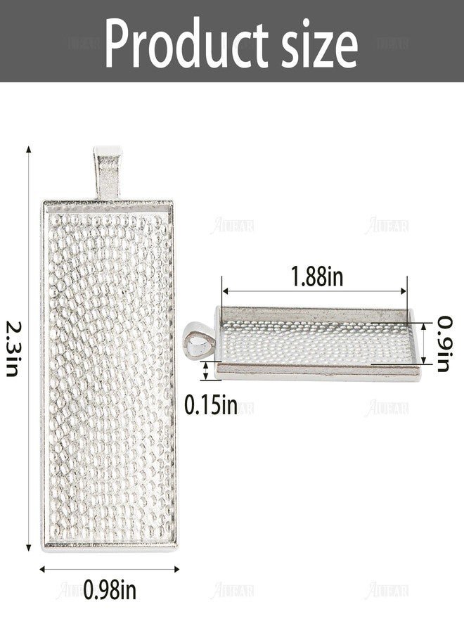 AUEAR, 20 Pack 25mm x 50mm Rectangle Charms Trays Silver Blanks Pendant for Setting Photo Jewelry Making - Image 2