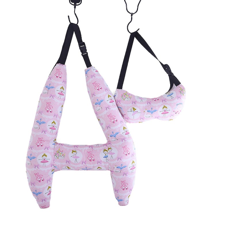 Travel Pillow: Light Red Girls H-Shaped Design - Improved Head Support Breathable Cotton Fabric for Kids Long Car Rides Plane Trips Home Naps - Image 1