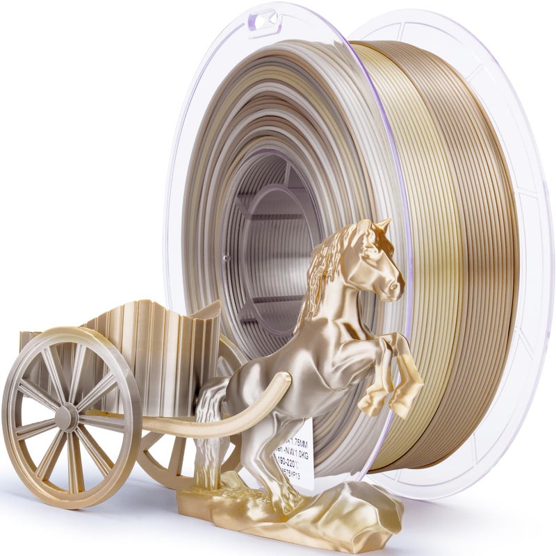 ZIRO 3D Printer Filament, Fast Color Gradient Shiny PLA, Glossy Color Change by Length PLA, Fit Most FDM Printers, Dimensional Accuracy +/-0.03mm, 2.2lbs Spool, Champagne Sheen (Silk) - Image 1
