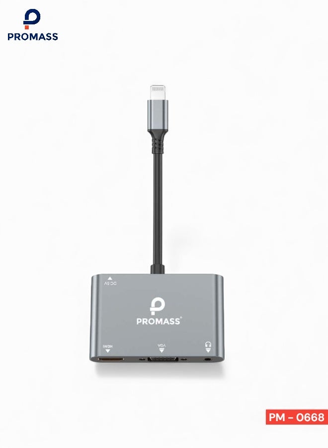 PROMASS Lightning to HDMI VGA Multiport Adapter Cable with Audio for iOS Devices, Compatible with iPhone 14/13/12/11/7/7P/6/6s/6P/6P/6P/6P/iPad Mini/Pro/Air iPod, - Image 1